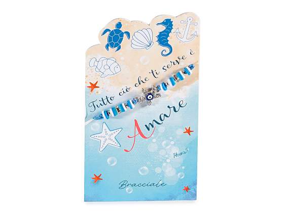 Pulsera de cuerda con cuentas y charm de metal de colores