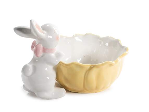 Coș colorat din ceramică pentru flori cu iepure