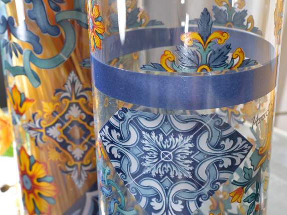 Set de 2 recipiente alimentare din sticla cu capace din lemn