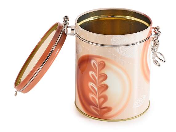 Borcan alimentar metalic cu cafea cu sigiliu ermetic
