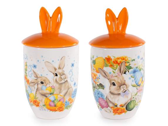 Borcan alimentar din ceramica cu capac cu urechi
