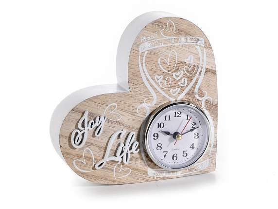Horloge coeur en bois Time Life à poser