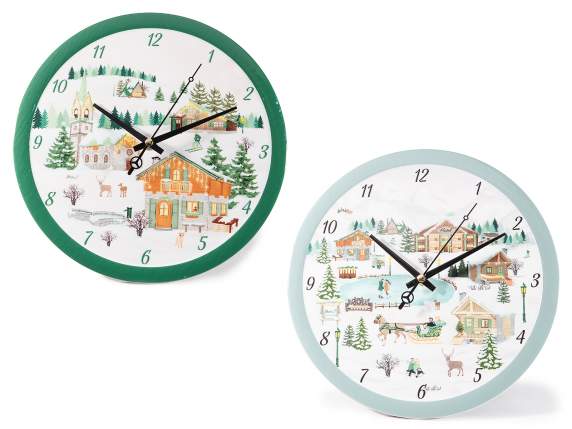 Reloj navideño de cerámica con números en relieve.