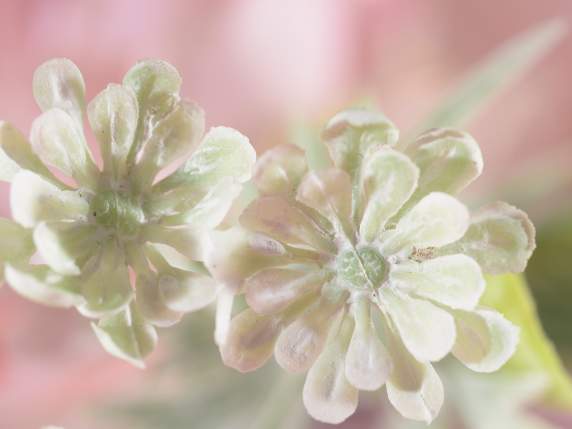 Rosa artificiale con fiorellini e nastrino con fiocco