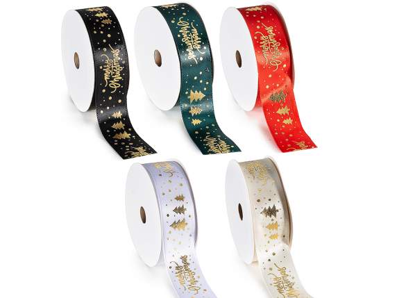 Ruban en tissu coloré de 25 mm avec motif Joyeux Noël