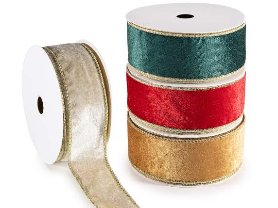 Ruban de velours de 40 mm avec bordure dorée et modelable
