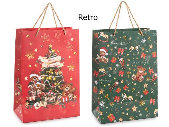 Sac en papier de Noël avec fenêtre transparente et étiquette