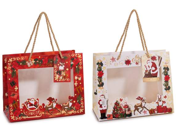 Sac - enveloppe en papier de Noël avec fenêtre et étiquette