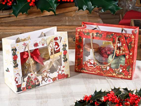 Sac - enveloppe en papier de Noël avec fenêtre et étiquette