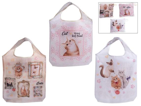 Sac de courses pliable en polyester 9 L avec étui