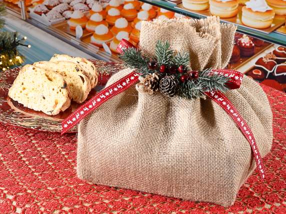Sac en jute avec doublure intérieure et nœud papillon