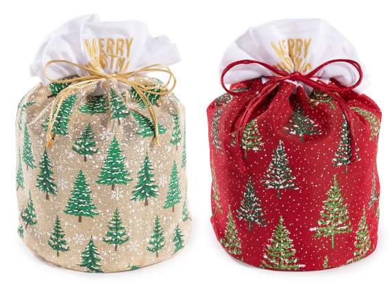 Sac Panettone avec cordon de serrage et broderie dorée