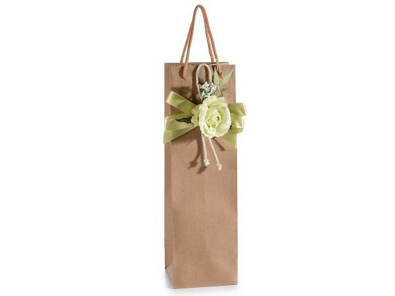 Sac-enveloppe en papier naturel pour bouteille avec poignées