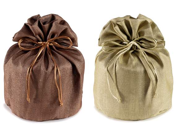 Sac panettone en tissu avec fils lamé argent