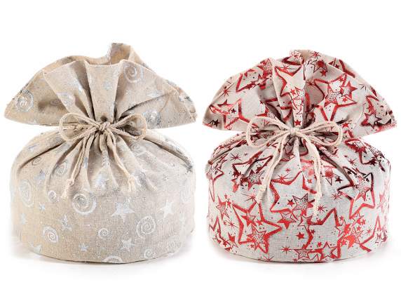 Sac panettone en tissu et imprimé métallisé