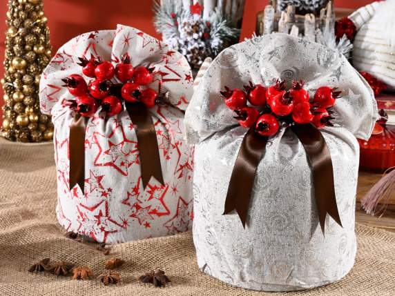 Sac panettone en tissu et imprimé métallisé