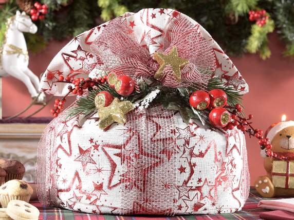 Sac panettone en tissu et imprimé métallisé