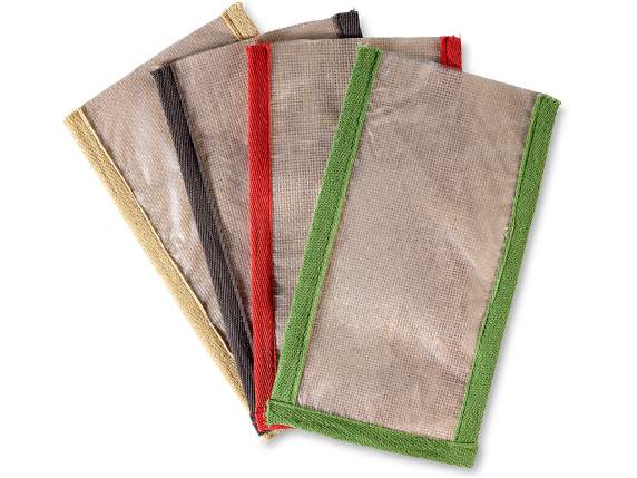 Petit sac alimentaire en jute et plastique avec bords coloré