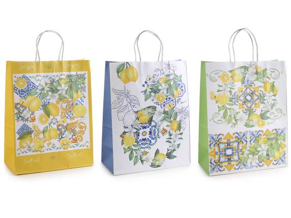 Grand sac - enveloppe en papier avec imprimé dagrumes