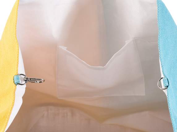 Sac en tissu et jute avec poignées et imprimé majolique