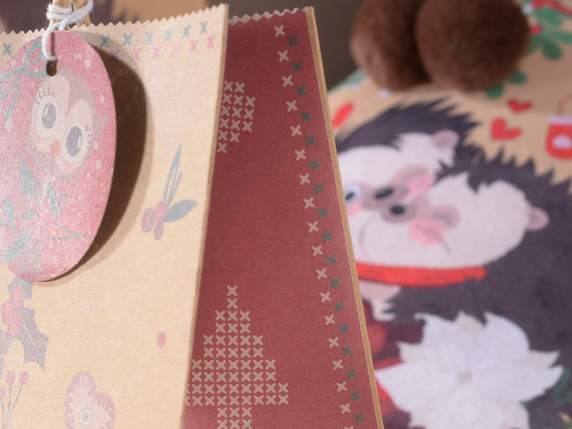 Sac-pochette en papier kraft moyen avec étiquette