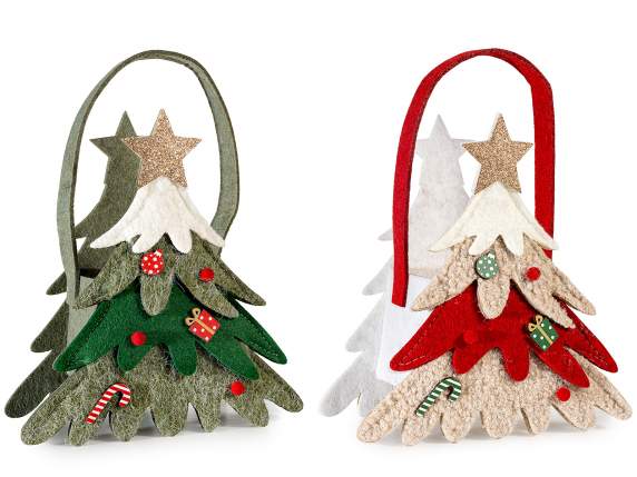 Sac en tissu en forme de sapin de Noël avec décorations et p