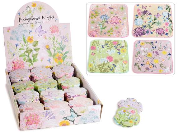 Mini serviette magique en coton à imprimé floral