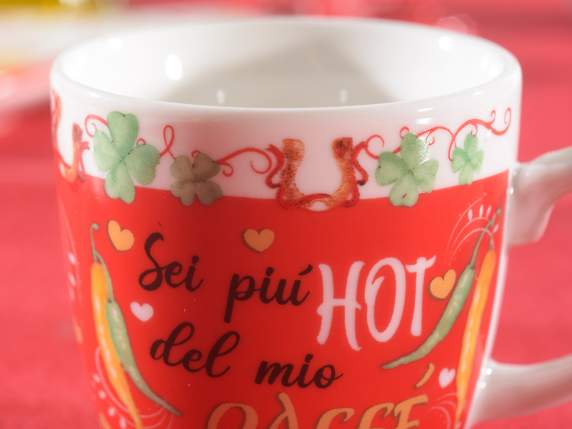 Set cadou de 2 ceti de porelan de 70 ml cu decoraiuni