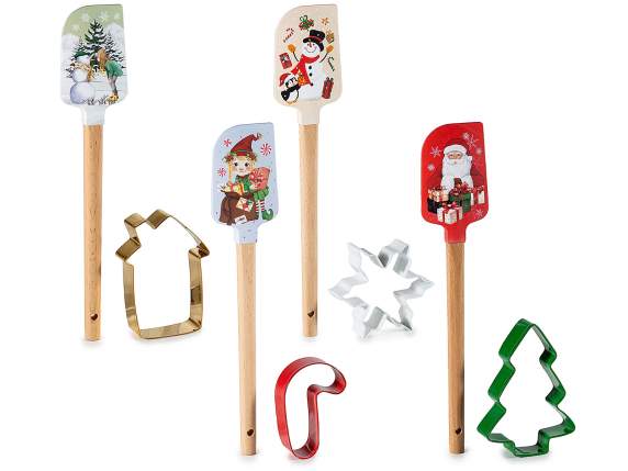 Set de spatulă din silicon și forme de biscuiți din oțel