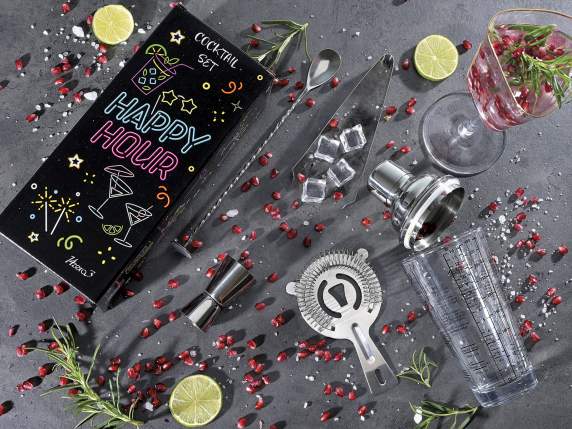 Set cocktail din 5 piese din oțel lustruit
