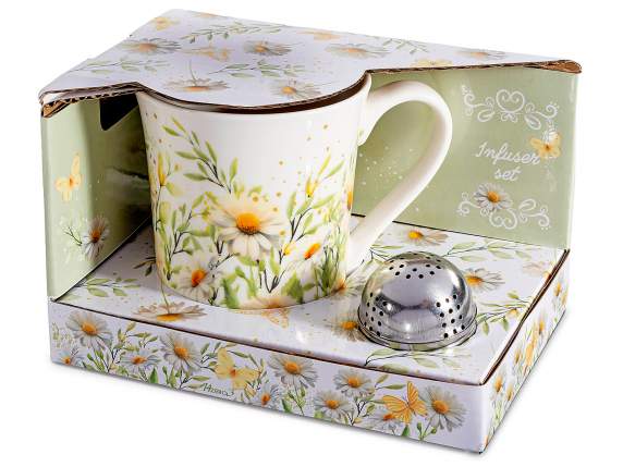 Set de căni de porțelan de 250 ml cu decorațiuni de mușețel