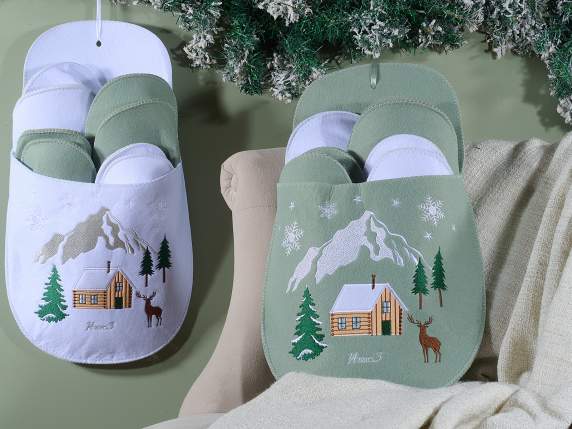 Set de 4 perechi de papuci de Craciun din fetru, agaai