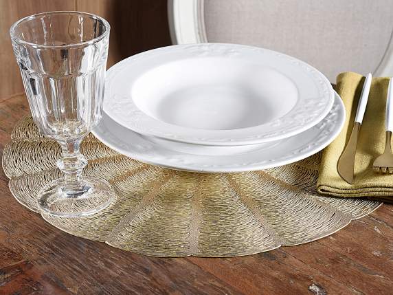 Set de table rond sculpté couleur champagne