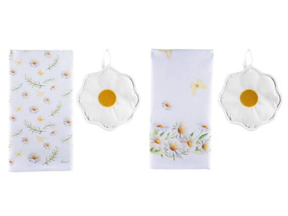 Set de prosoape de bucătărie din bumbac cu suport pentru ghi