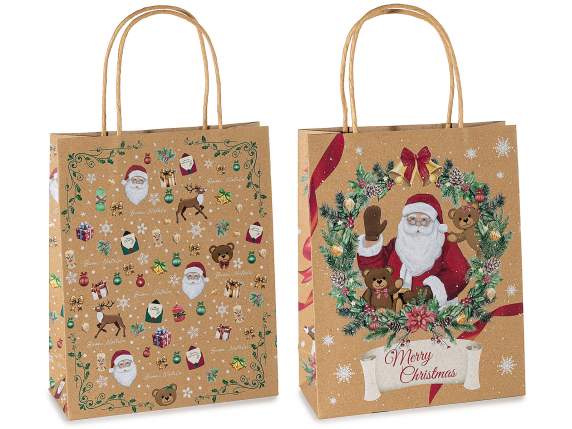 Bolsa-sobre mediano de papel kraft con decoración navideña.