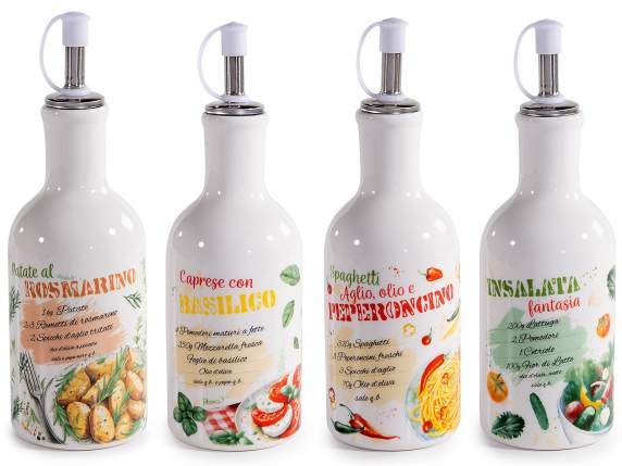 Flacon de ulei ceramic 200 ml cu capac metalic cu inchidere