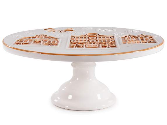 Suport alimentar din ceramica lucioasa cu decoratiuni