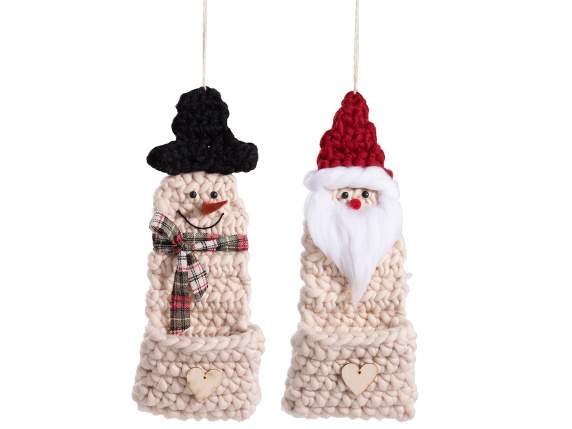 Personnage de Noël tricoté avec poche, fait main