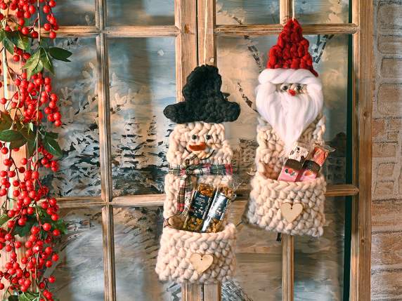 Personnage de Noël tricoté avec poche, fait main