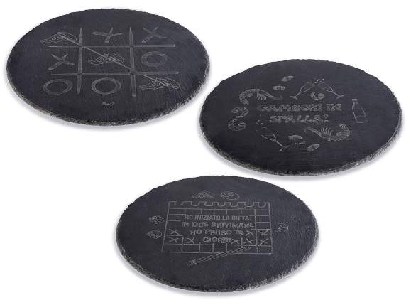 Tabla - farfurie rotunda din ardezie cu decoratiuni