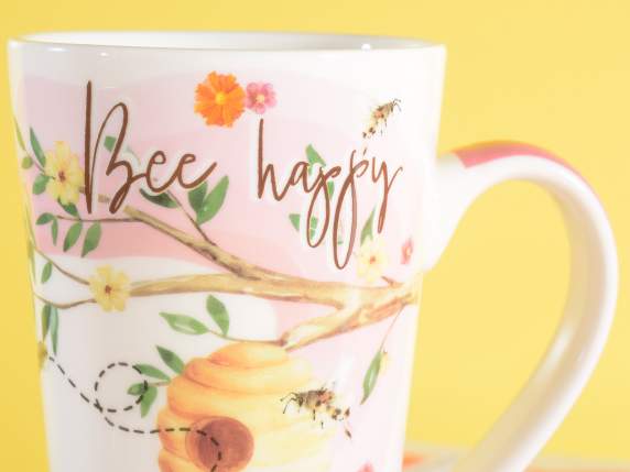 Mug en porcelaine 500 ml avec imprimé miel