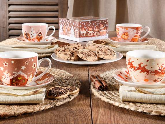 Tasse à thé en porcelaine de Noël 250 ml avec soucoupe