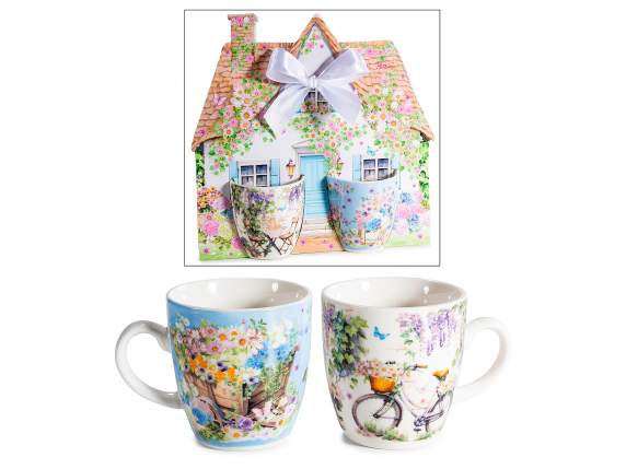 Lot de 2 tasses en porcelaine de 70 ml décorées de motifs pr