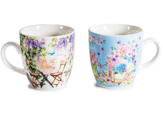 Lot de 2 tasses en porcelaine de 70 ml décorées de motifs pr