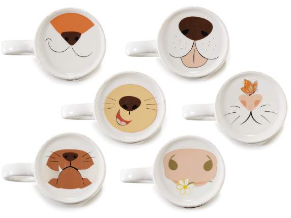 Tasse en porcelaine de 350 ml avec imprimé visage danimal