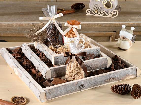 Set 3 tavi patrate din lemn natural
