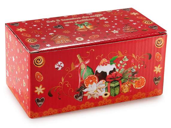 Set de 2 căni ceramice de Crăciun de 90 ml cu farfurie