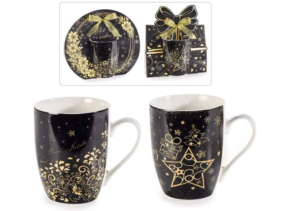 Tazza in porcellana Black Chic in conf. regalo con fiocco