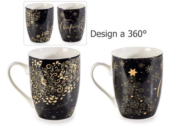 Tazza in porcellana Black Chic in conf. regalo con fiocco