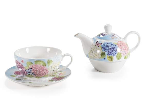 Set tazas, teteras y platillos porcelana decorados